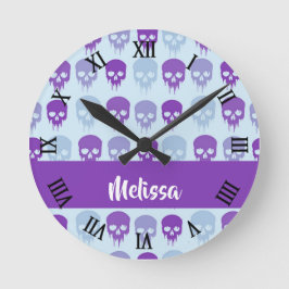 Lila und blaue Schmelzskulptur Runde Wanduhr