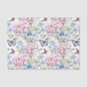 Lila und blaue Schmetterlinge und Blume Dekoupage Seidenpapier