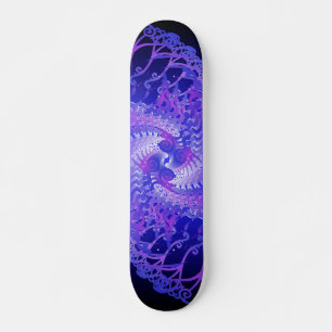 Lila und blaue Spiralen: Skateboard