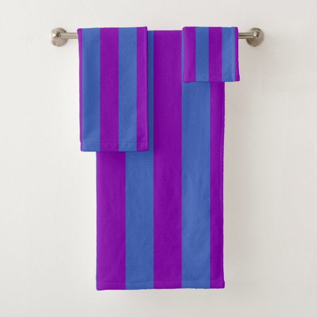 Lila und blaue Streifen Badhandtuch Set (Insitu)