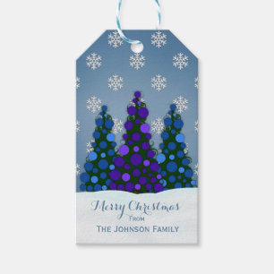 Lila und blaue Weihnachtsbaum-Geschenk-Umbauten Geschenkanhänger