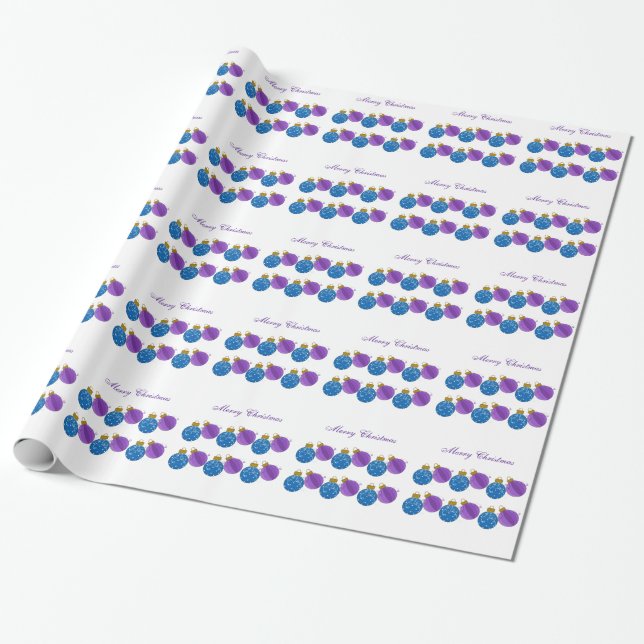 Lila und blaue Weihnachtsdekorationen Geschenkpapier (Ungerollt)
