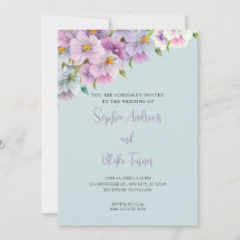 Lila und blaue Wildblumen Blue Garden Wedding Einladung