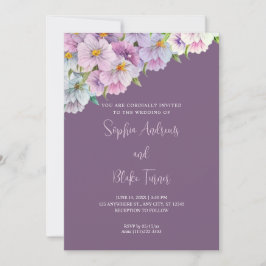 Lila und blaue Wildblumen Lila Garden Wedding Einladung