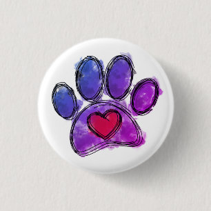 Lila und blauer Hundeschuh, der Wasserfarbe Zeichn Button