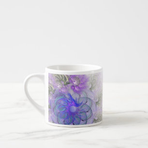 Lila und blauer Lacy abstrakter Blumen-Entwurf Espressotasse