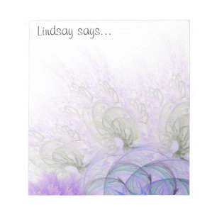 Lila und blauer Lacy abstrakter Blumen-Entwurf Notizblock