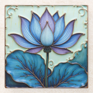 Lila und blauer Lotus-Untersetzer Glasuntersetzer