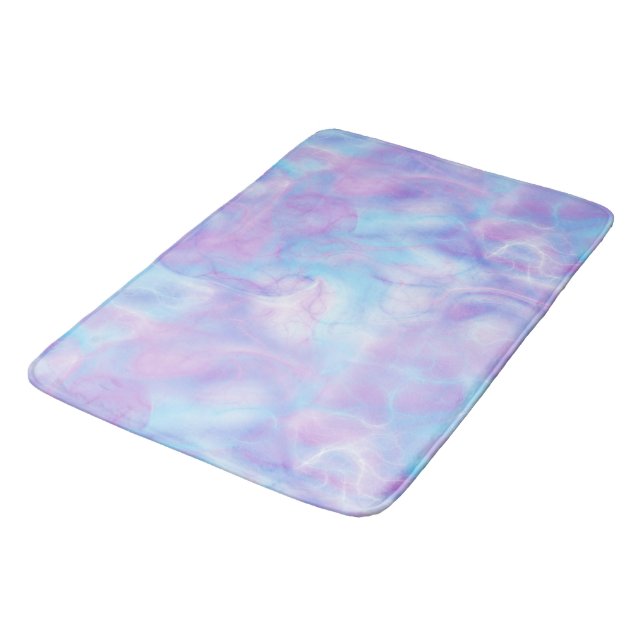 lila und blauer Marmor abstrakt Badematte (Schrägansicht)