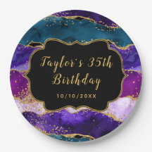 Lila und blauer Pfau Agate Birthday