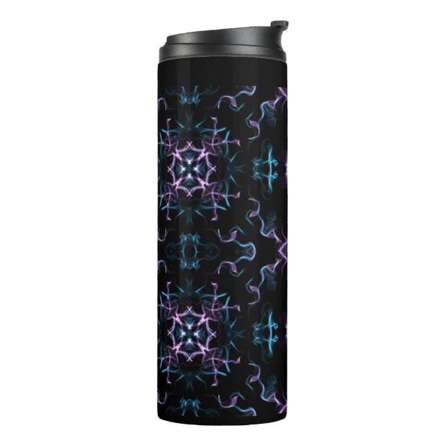 Lila und blauer Platz Mandala Thermosbecher (Nach links gedreht)