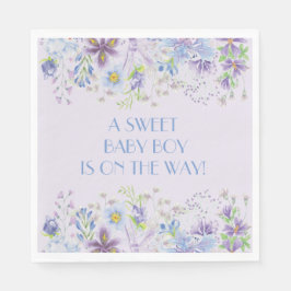 Lila und blaues Blumenspulenspulpapier Napkin Serviette
