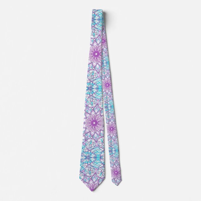 Lila und blaues Kaleidoskop Krawatte (Vorderseite)