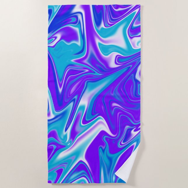 Lila und blaues Marmordesign, Strandtuch (Vorderseite)