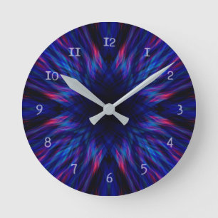 Lila und blaues Muster Runde Wanduhr
