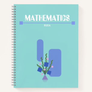 Lila und blaues Notizbuch mit geometrischen Blumen