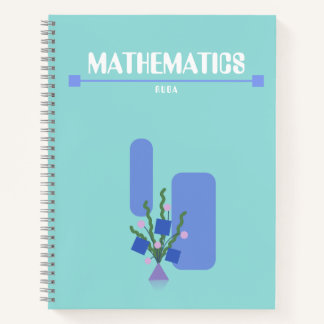 Lila und blaues Notizbuch mit geometrischen Blumen