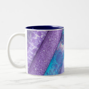 Lila und Blaues Quilt-Bolt-Stoff-Mug Zweifarbige Tasse