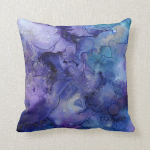 Lila und blaues Watercolor-Kissen Kissen