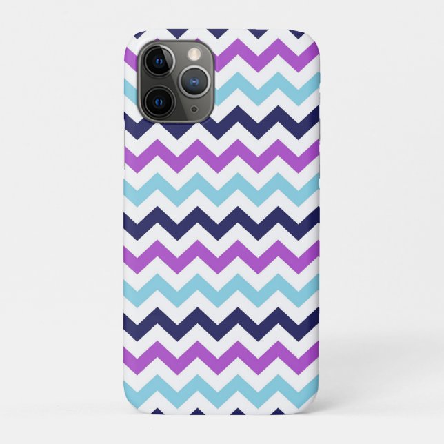 Lila und blaues Zickzack-Sparren-Muster Case-Mate iPhone Hülle (Rückseite)