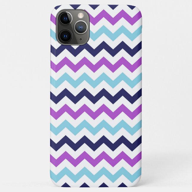 Lila und blaues Zickzack-Sparren-Muster Case-Mate iPhone Hülle (Rückseite)