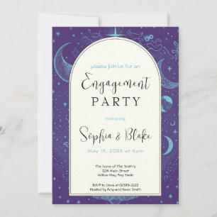 Lila und Blue Celestial Moon Engagement Party Einladung