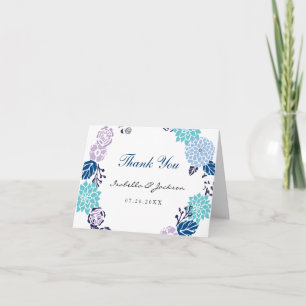 Lila und Blue Garden Wreath Wedding Dankeskarte