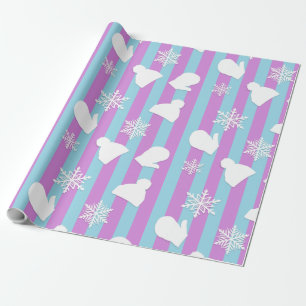 Lila und Blue Holiday Mitten und Weihnachtslieder Geschenkpapier
