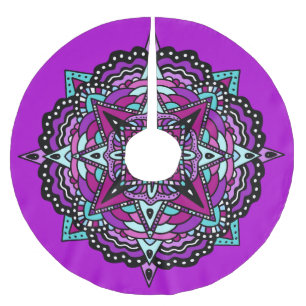 Lila und Blue Mandala Abstrakt Weihnachten Polyester Weihnachtsbaumdecke
