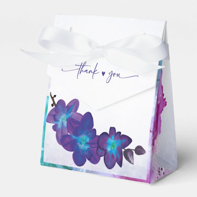 Lila und Blue Orchid-Hochzeit Geschenkschachtel (Vorderseite)