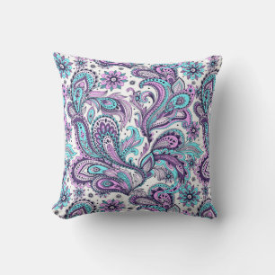 Lila und Blue Paisley Kissen