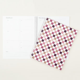 Lila und braun kariertes Mosaik Minimalist Planer