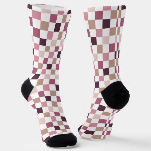 Lila und braun kariertes Mosaik Minimalist Socken