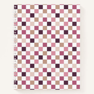 Lila und braun kariertes Mosaik Minimalistisch Notizbuch
