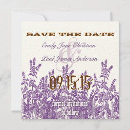 Lila und braune wilde Blume Save the Date