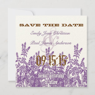 Lila und braune wilde Blume Save the Date