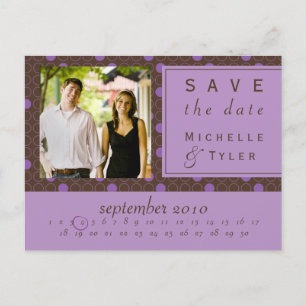 Lila und brauner Kreis Save the Date Ankündigungspostkarte