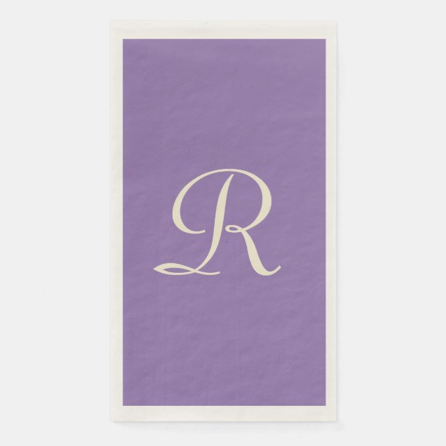 Lila und Creme Mit Monogramm Minimalistisch Serviette (Vorderseite)
