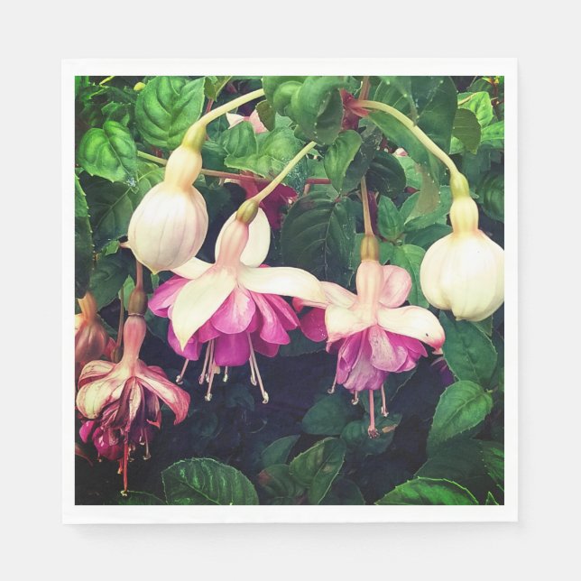 Lila und cremefarbene Blume Serviette (Vorderseite)