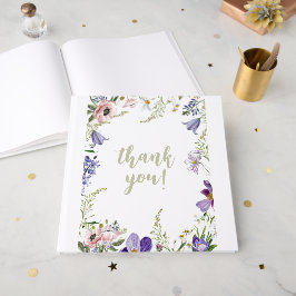 Lila und cremefarbene Blütenhochzeit Gästebuch