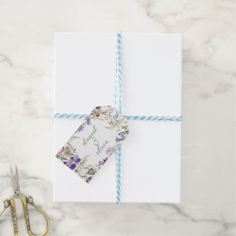 Lila und cremefarbene Blütenhochzeit Geschenkanhänger