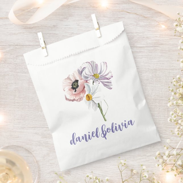 Lila und cremefarbene Blütenhochzeit Geschenktütchen (Ausgeschnitten)
