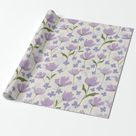 Lila und cremig Hübsches Blumenmuster Geschenkpapier