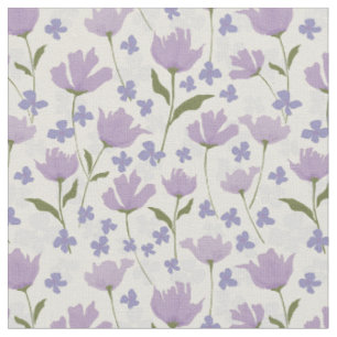 Lila und cremige Elfenbein-Blume Blumendruck Stoff