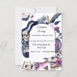 Lila und dunkles blaues WasserfarbenHalloween Einladung