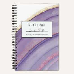 Lila und falsches Gold-Achat personalisiertes Noti Notizbuch