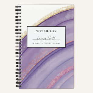 Lila und falsches Gold-Achat personalisiertes Noti Notizbuch