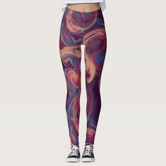 Lila und farbenfrohe Wasserfarbe Leggings (Vorderseite)