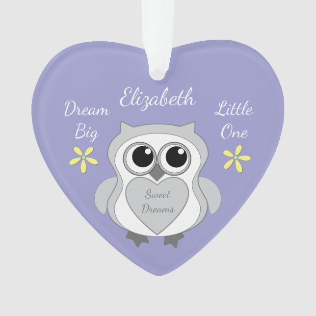 Lila und gelb mit Eu- und Babynamen Ornament (Vorderseite)