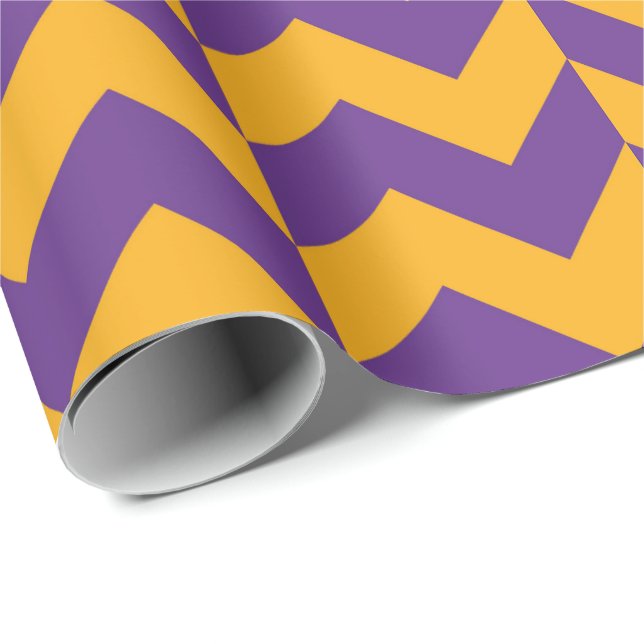 Lila und gelb Zickzack Zigzag Geschenkpapier (Rolleneckpunkt)